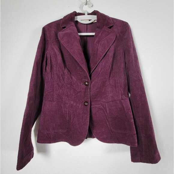 Halogen Womens Plum Corduroy Blazer Jacket Large Two-Button Pockets Casual - Picture 1 of 7